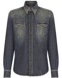 Dolce & Gabbana - Collared Button-Up Denim Shirt - Lyst