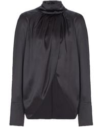 Balmain - Draped Silk Blouse - Lyst