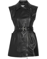 Sportmax - Belted Leather Biker Vest Jacket - Lyst