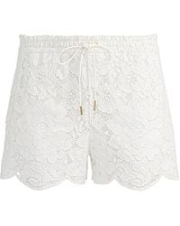 Alice + Olivia - Alice Olivia Kenley Lace Scalloped-Hem Drawstring Shorts - Lyst