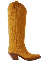 Gabriela Hearst - Capitana 50 Embroidered Suede Knee Boots - Lyst