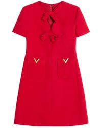 Valentino - Bow Detailed A-Line Mini Dress - Lyst