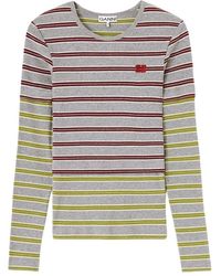 Ganni - Cotton Rib Long Sleeve Double Layer Top - Lyst