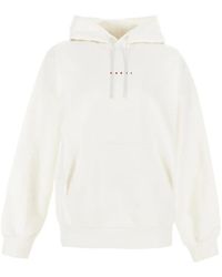 Marni - Logo Printed Drawstring Hoodie - Lyst