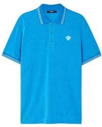 Versace - Medusa-Embroidered Short-Sleeved Polo Shirt - Lyst