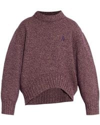 The Attico - The Logo Embroidered Asymmetric Knitted Jumper - Lyst