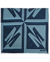 Moschino - Logo Printed Raw Edge Scarf - Lyst