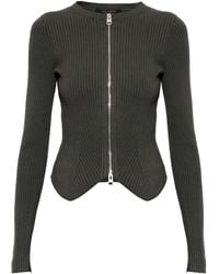 AllSaints - Zip Front Rib Knit Cardigan - Lyst