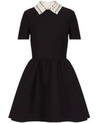 Valentino - Contrast-Collar A-Line Dress - Lyst