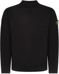 Stone Island - High Collar Logo Patch Sweater - Lyst