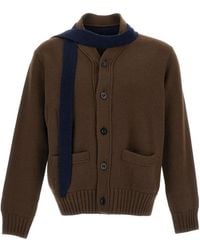 Sacai - Contrast Trim Knit Cardigan - Lyst