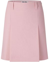Miu Miu - Solid High-Waisted Wrap Mini Skirt - Lyst