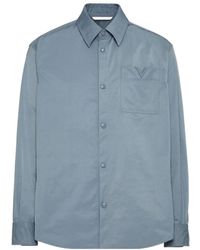 Valentino - Logo Plaque Buttoned Shirt Jacket - Lyst