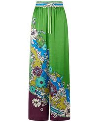 ALÉMAIS - Floral-Print Silk-Satn Wide-Leg Pants - Lyst