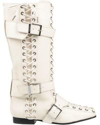 Ganni - Fashion Lace-Up Square-Toe Boots - Lyst
