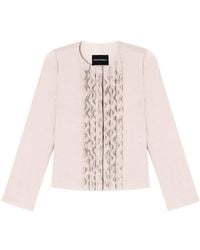 Emporio Armani - Ruffled Crewneck Jacket - Lyst