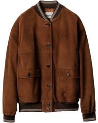 Miu Miu - Suede Varsity Jacket - Lyst