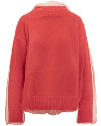 MSGM - Crew Neck Tulle-Overlay Jumper - Lyst