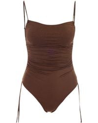 MC2 Saint Barth - Crystal-Embellished Ruched Swimsuit - Lyst