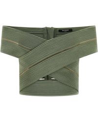 Balmain - Off-The-Shoulder Crop Top - Lyst