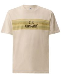 C.P. Company - Striped Logo T-Shirt - Lyst