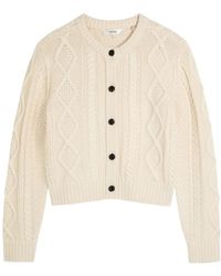 FRAME - Cable-Knit Button Cardigan - Lyst