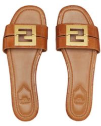 Fendi - Ffold Logo Plaque Slides - Lyst