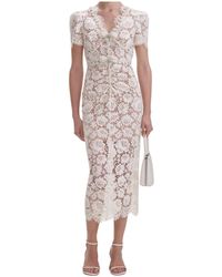 Self-Portrait - Fine Lace Embellished Midi Dress - Lyst