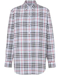 Burberry - Plaid Long-Sleeved Shirt - Lyst