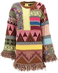 Etro - Fringe-Detailed Crewneck Mini Knitted Dress - Lyst