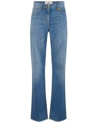 Elisabetta Franchi - Logo Plaque Wide-Leg Jeans - Lyst