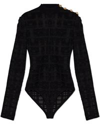 Balmain - Plaid Knit 3-Button Bodysuit - Lyst