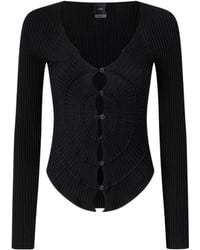 Pinko - Ribbed Button-Up Cardigan - Lyst