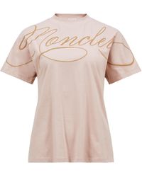 Moncler - Embroidered Cursive Logo Crewneck T-Shirt - Lyst