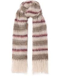 Brunello Cucinelli - Fringed Striped Mohair-Blend Scarf - Lyst