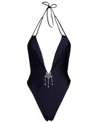 Alessandra Rich - Crystal Decorated One-Piece Swimsuit - Lyst