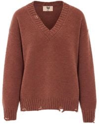 Aniye By - Tina Distressed V-Neck Knitted Sweater - Lyst