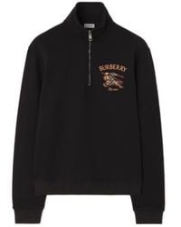 Burberry - Zip-Neck Logo Knitted Sweater - Lyst