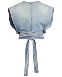Alaïa - Denim Top With Belt - Lyst