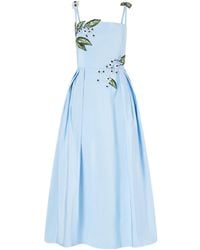 Oscar de la Renta - Floral-Embellished Silk Midi Dress - Lyst