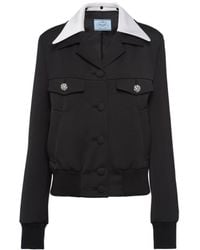 Prada - Wool Single-Breasted Jacket With Jewelled Buttons - Lyst