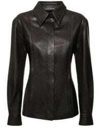 Alberta Ferretti - Long-Sleeved Lapel Leather Shirt - Lyst