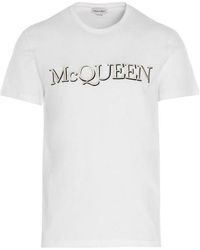 McQueen - Logo Embroidered T-Shirt - Lyst
