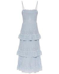 Self-Portrait - Lace-Trimmed Ruffled Midi Dress - Lyst