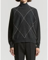 Peserico - Diamond-Pattern High-Neck Sweater - Lyst