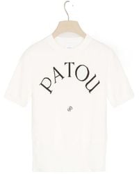 Patou - Logo Intarsia Short-Sleeve Knit Top - Lyst