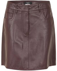 Weekend by Maxmara - Solid Color Leather Midi Skirt - Lyst