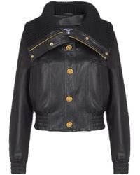 Balmain - Leather Bomber Jacket - Lyst