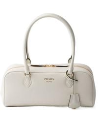 Prada - Medium Leather Top-Handle Bag - Lyst