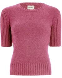 KHAITE - Mia Cashmere Short-Sleeve Sweater - Lyst